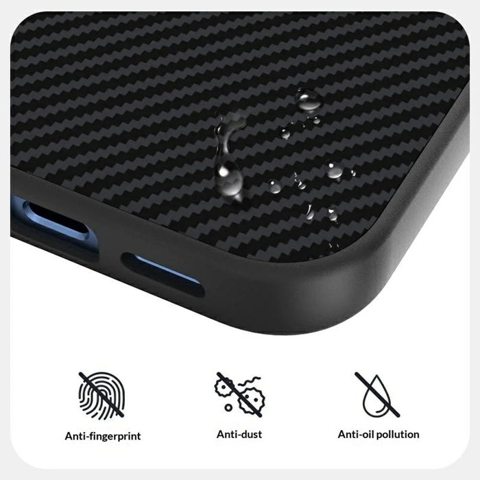 ABEEL For Google Pixel 10a Magnetic Case Carbon Fiber Texture TPU PC PU Phone Back Cover - Black - 4