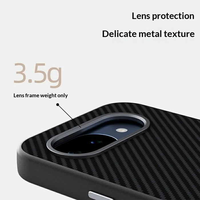 ABEEL For Google Pixel 10a Magnetic Case Carbon Fiber Texture TPU PC PU Phone Back Cover - Black - 5