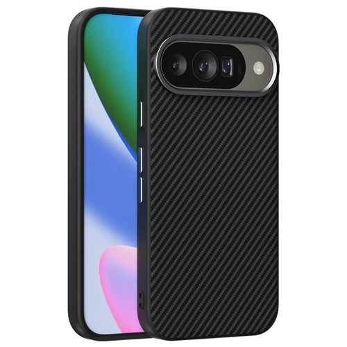 ABEEL For Google Pixel 10  /  10 Pro Magnetic Case Carbon Fiber Texture TPU PC PU Phone Back Cover - Black - 1