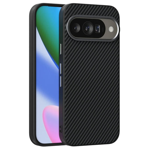 ABEEL For Google Pixel 10  /  10 Pro Magnetic Case Carbon Fiber Texture TPU PC PU Phone Back Cover - Black - 1