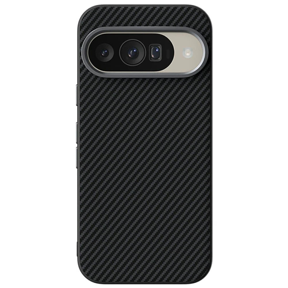 ABEEL For Google Pixel 10  /  10 Pro Magnetic Case Carbon Fiber Texture TPU PC PU Phone Back Cover - Black - 2