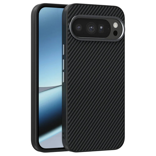 ABEEL For Google Pixel 10 Pro XL Magnetic Case Carbon Fiber Texture TPU PC PU Phone Back Cover - Black - 1
