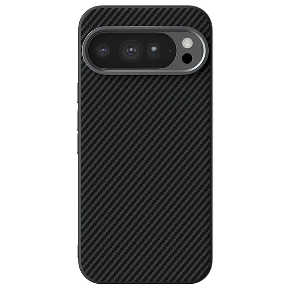 ABEEL For Google Pixel 10 Pro XL Magnetic Case Carbon Fiber Texture TPU PC PU Phone Back Cover - Black - 2
