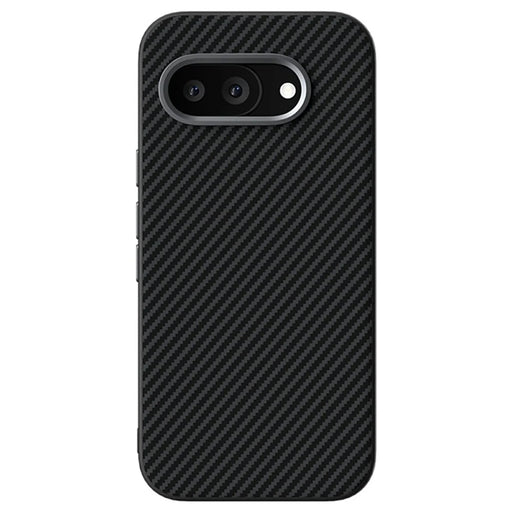 ABEEL For Google Pixel 9a Magnetic Case Carbon Fiber Texture TPU PC PU Phone Back Cover - Black - 2