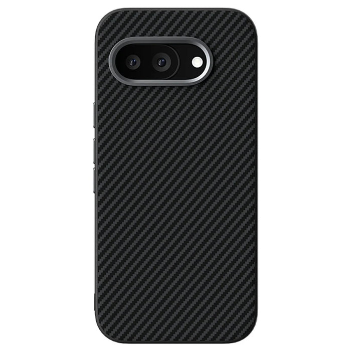 ABEEL For Google Pixel 9a Magnetic Case Carbon Fiber Texture TPU PC PU Phone Back Cover - Black - 2