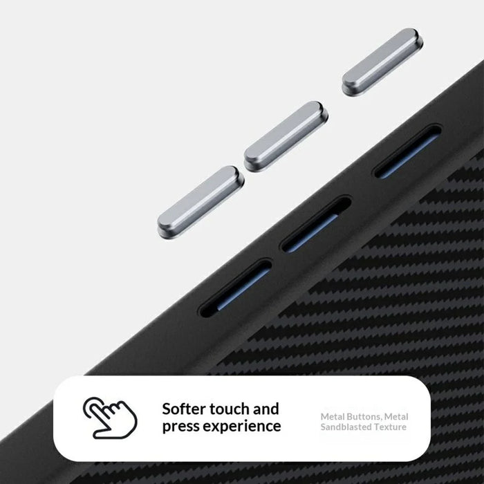 ABEEL For Google Pixel 9a Magnetic Case Carbon Fiber Texture TPU PC PU Phone Back Cover - Black - 5