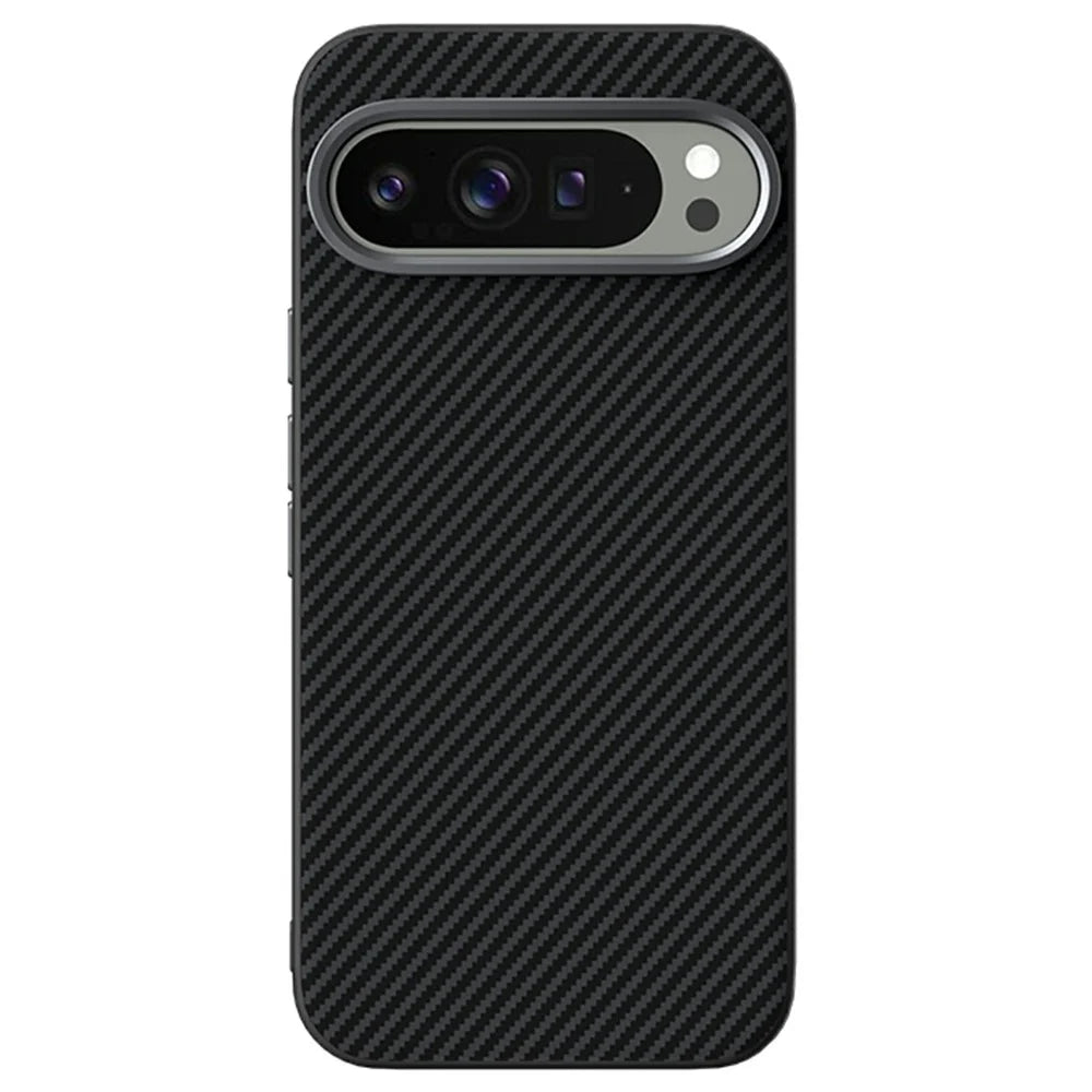ABEEL For Google Pixel 9  /  9 Pro Magnetic Case Carbon Fiber Texture TPU PC PU Phone Back Cover - Black - 2