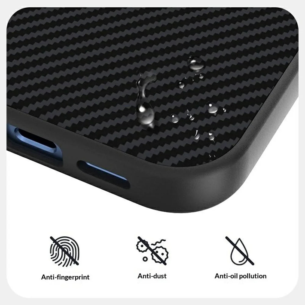 ABEEL For Google Pixel 9 Pro XL Magnetic Case Carbon Fiber Texture TPU PC PU Phone Back Cover - Black - 4