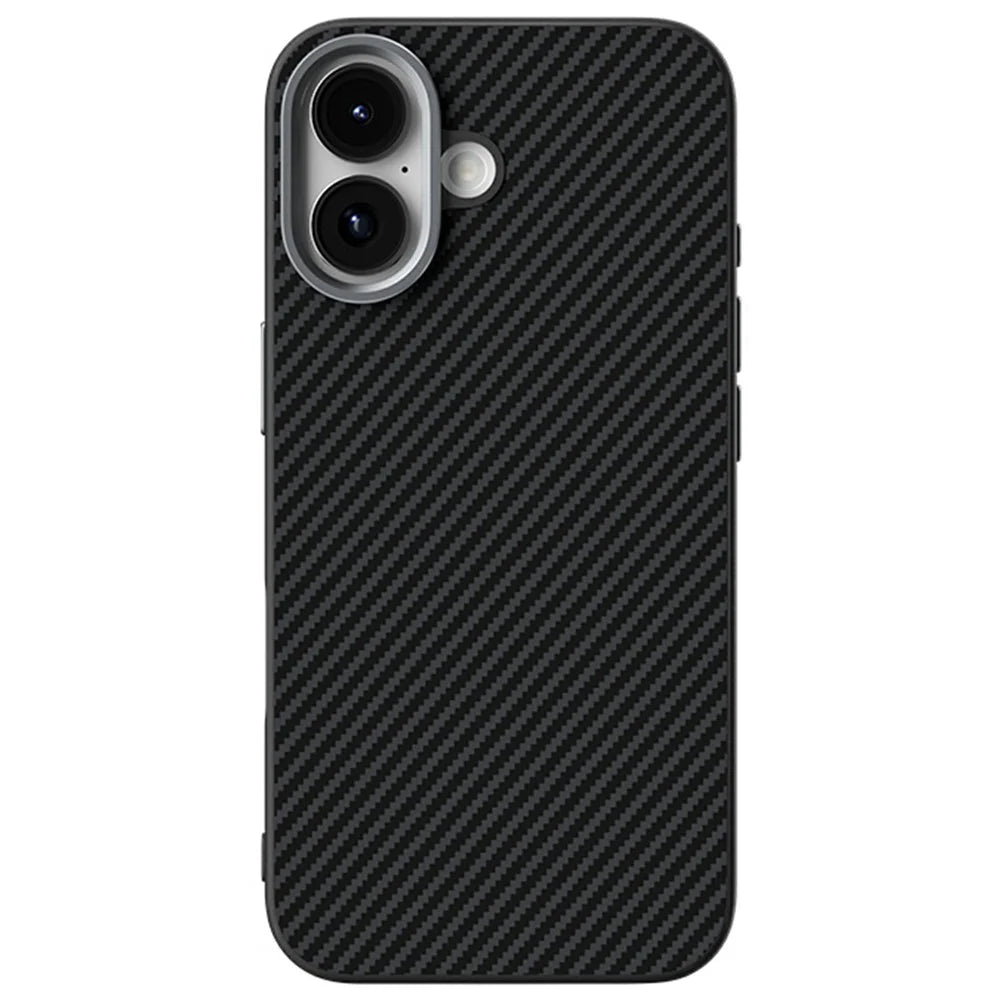 ABEEL For iPhone 17 Magnetic Case Carbon Fiber Texture TPU PC PU Phone Back Cover - Black - 2