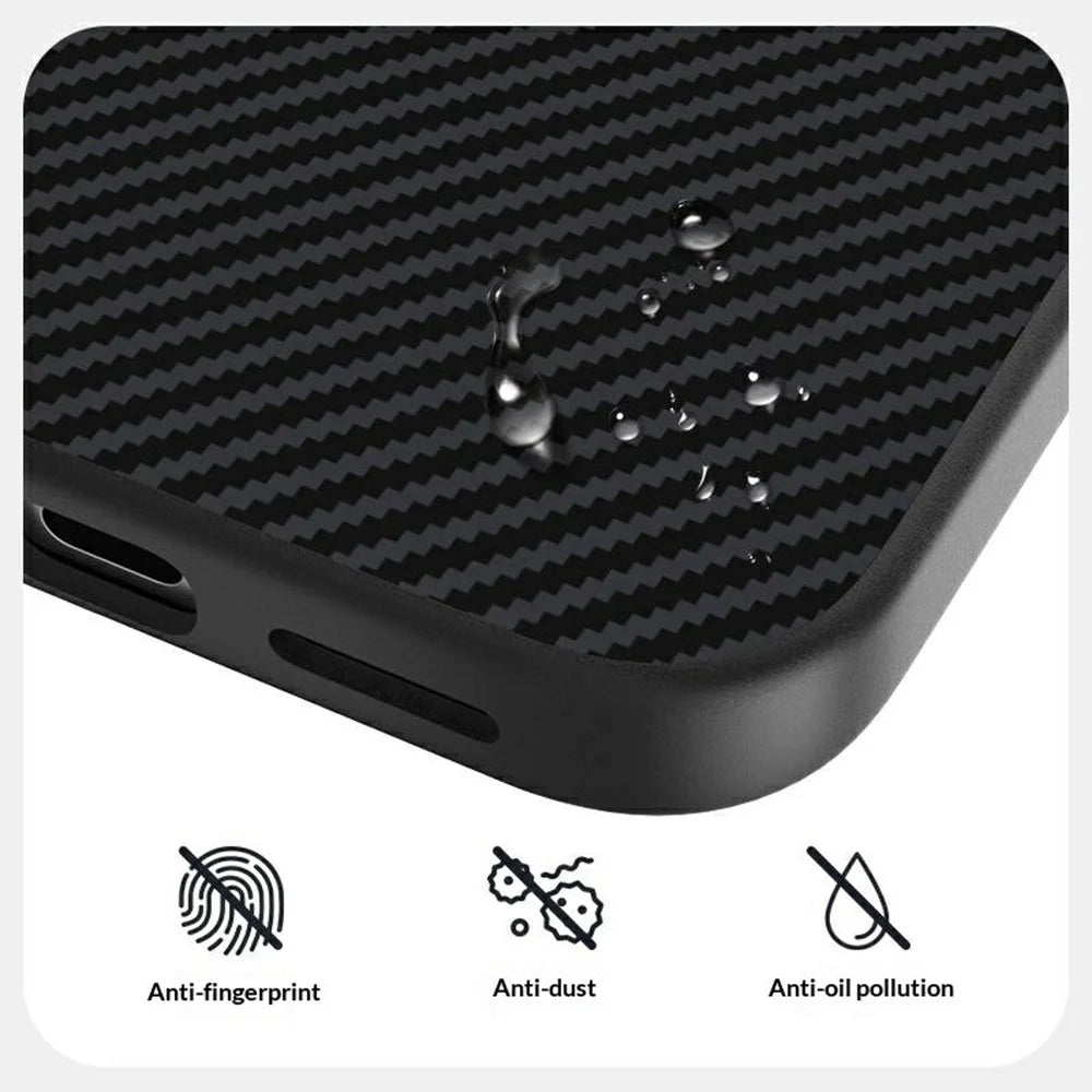 ABEEL For iPhone 17 Magnetic Case Carbon Fiber Texture TPU PC PU Phone Back Cover - Black - 4