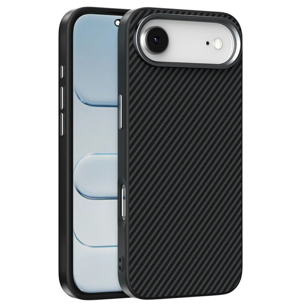 ABEEL For iPhone Air Magnetic Case Carbon Fiber Texture TPU PC PU Phone Back Cover - Black - 1