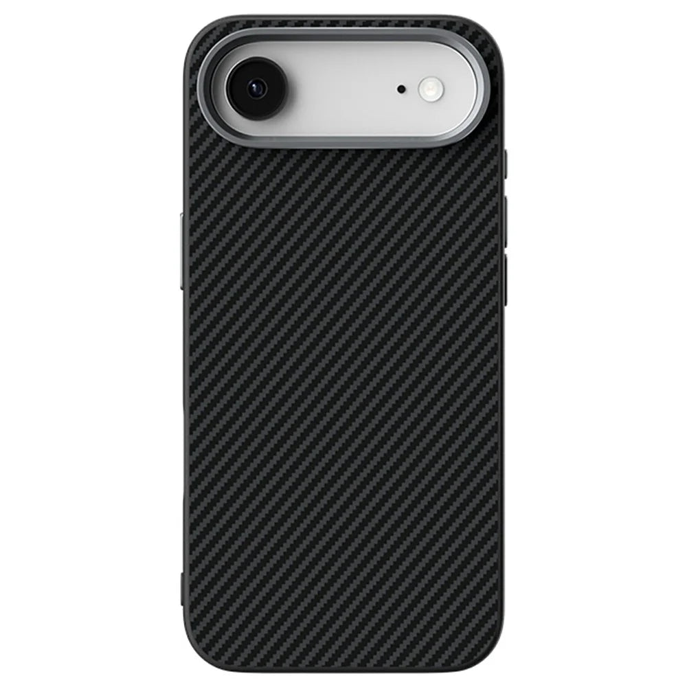 ABEEL For iPhone Air Magnetic Case Carbon Fiber Texture TPU PC PU Phone Back Cover - Black - 2