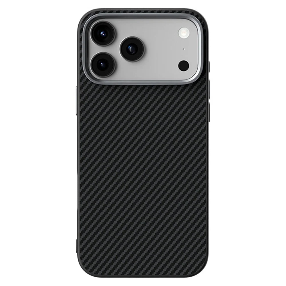 ABEEL For iPhone 18 Pro / 17 Pro Case Compatible with MagSafe Carbon Fiber Texture TPU PC PU Phone Back Cover - Black - 2