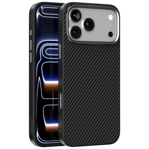 ABEEL For iPhone 18 Pro Max / 17 Pro Max Case Compatible with MagSafe Carbon Fiber Texture TPU PC PU Phone Back Cover - Black - 1