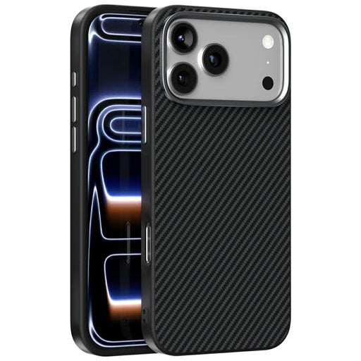 ABEEL For iPhone 18 Pro Max / 17 Pro Max Case Compatible with MagSafe Carbon Fiber Texture TPU PC PU Phone Back Cover - Black - 1
