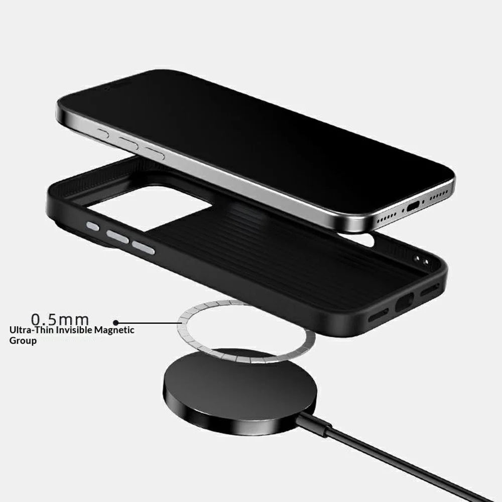 ABEEL For iPhone 18 Pro Max / 17 Pro Max Case Compatible with MagSafe Carbon Fiber Texture TPU PC PU Phone Back Cover - Black - 7