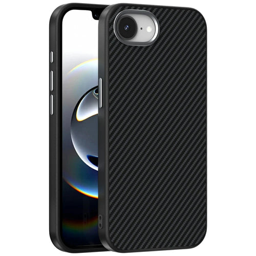 ABEEL For iPhone 17e / 16e Case Compatible with MagSafe Carbon Fiber Texture TPU PC PU Phone Back Cover - Black - 1