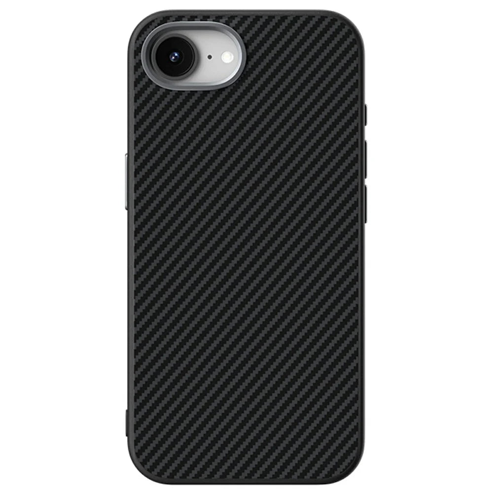 ABEEL For iPhone 17e / 16e Case Compatible with MagSafe Carbon Fiber Texture TPU PC PU Phone Back Cover - Black - 2