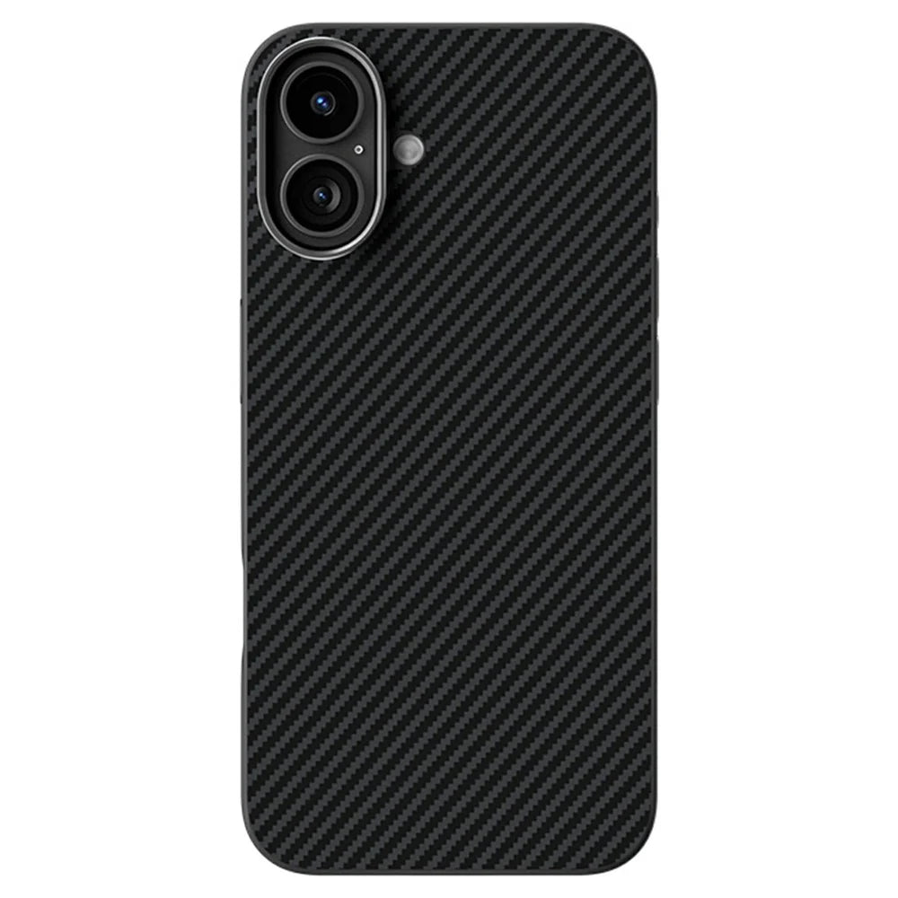 ABEEL For iPhone 16 Case Compatible with MagSafe Carbon Fiber Texture TPU PC PU Phone Back Cover - Black - 2