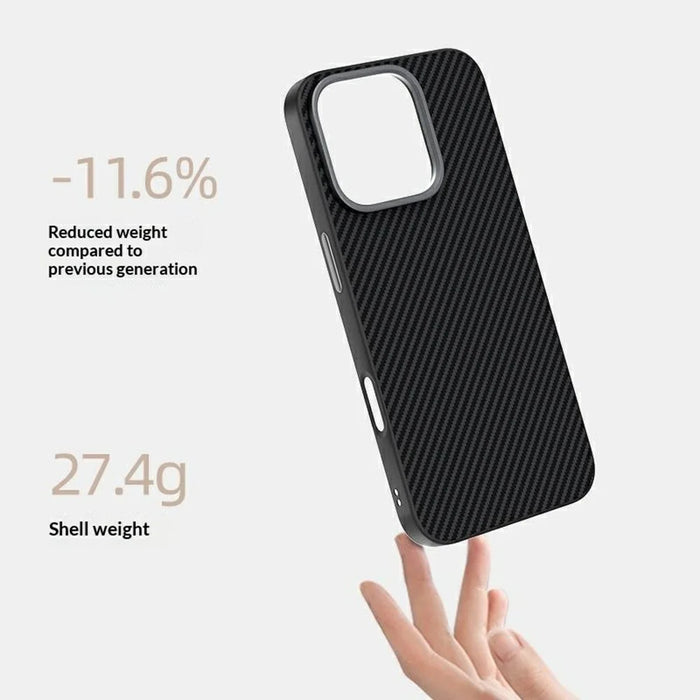ABEEL For iPhone 16 Pro Case Compatible with MagSafe Carbon Fiber Texture TPU PC PU Phone Back Cover - Black - 3