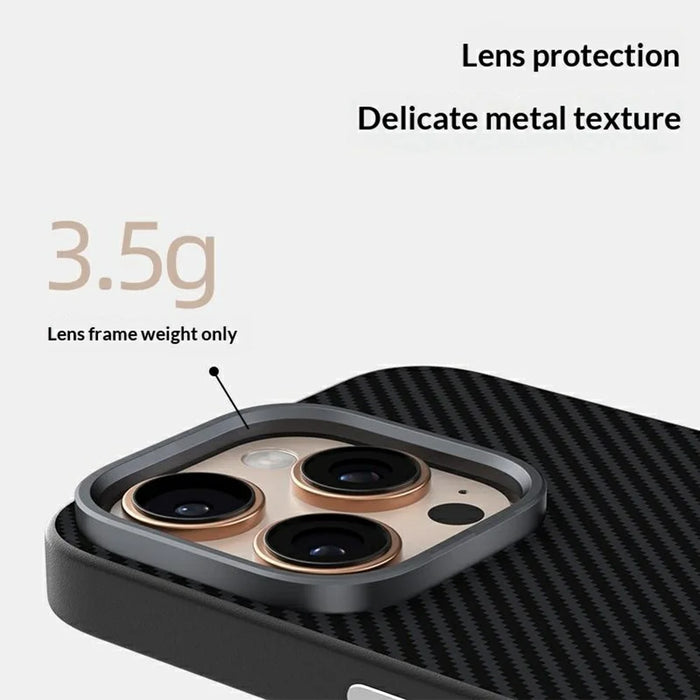 ABEEL For iPhone 16 Pro Case Compatible with MagSafe Carbon Fiber Texture TPU PC PU Phone Back Cover - Black - 6