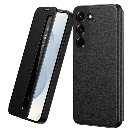 For Samsung Galaxy S22+ 5G Case Smart View Window Leather Phone Cover - Black - 1