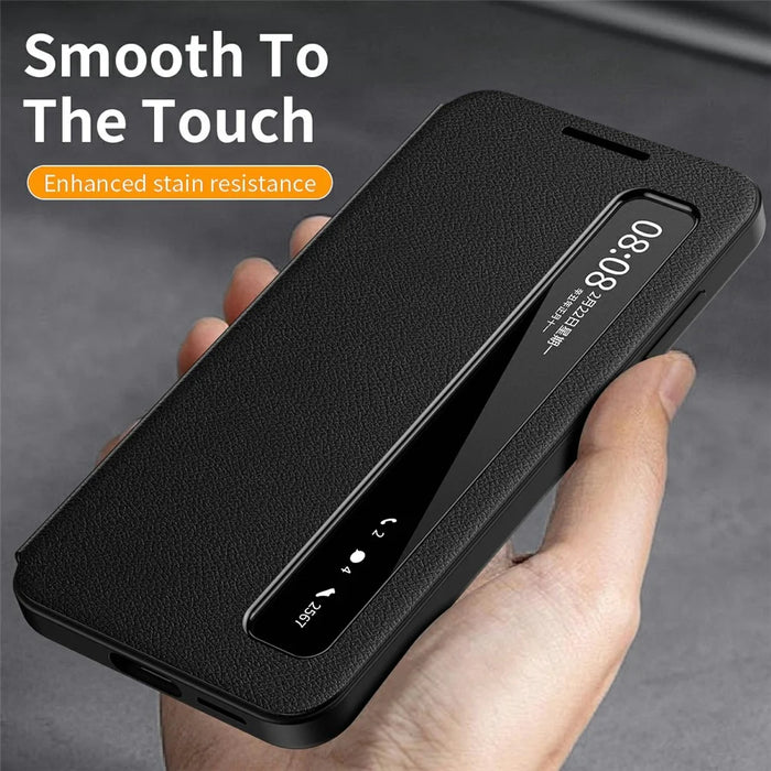 For Samsung Galaxy S22+ 5G Case Smart View Window Leather Phone Cover - Black - 5