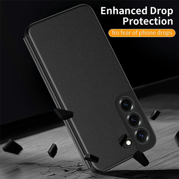 For Samsung Galaxy S22+ 5G Case Smart View Window Leather Phone Cover - Black - 6