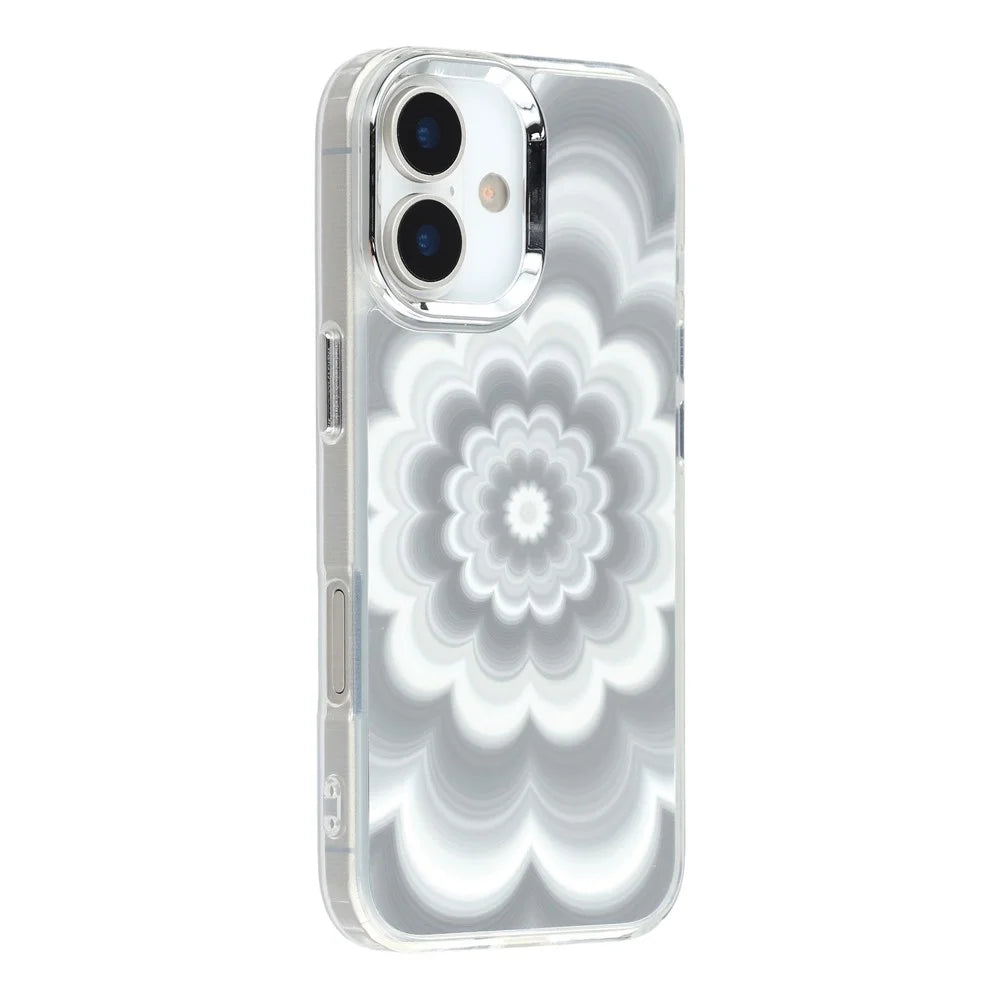 For iPhone 17 Case Striking Phantom Flower TPU Cover with Electroplating Lens Frame - 1
