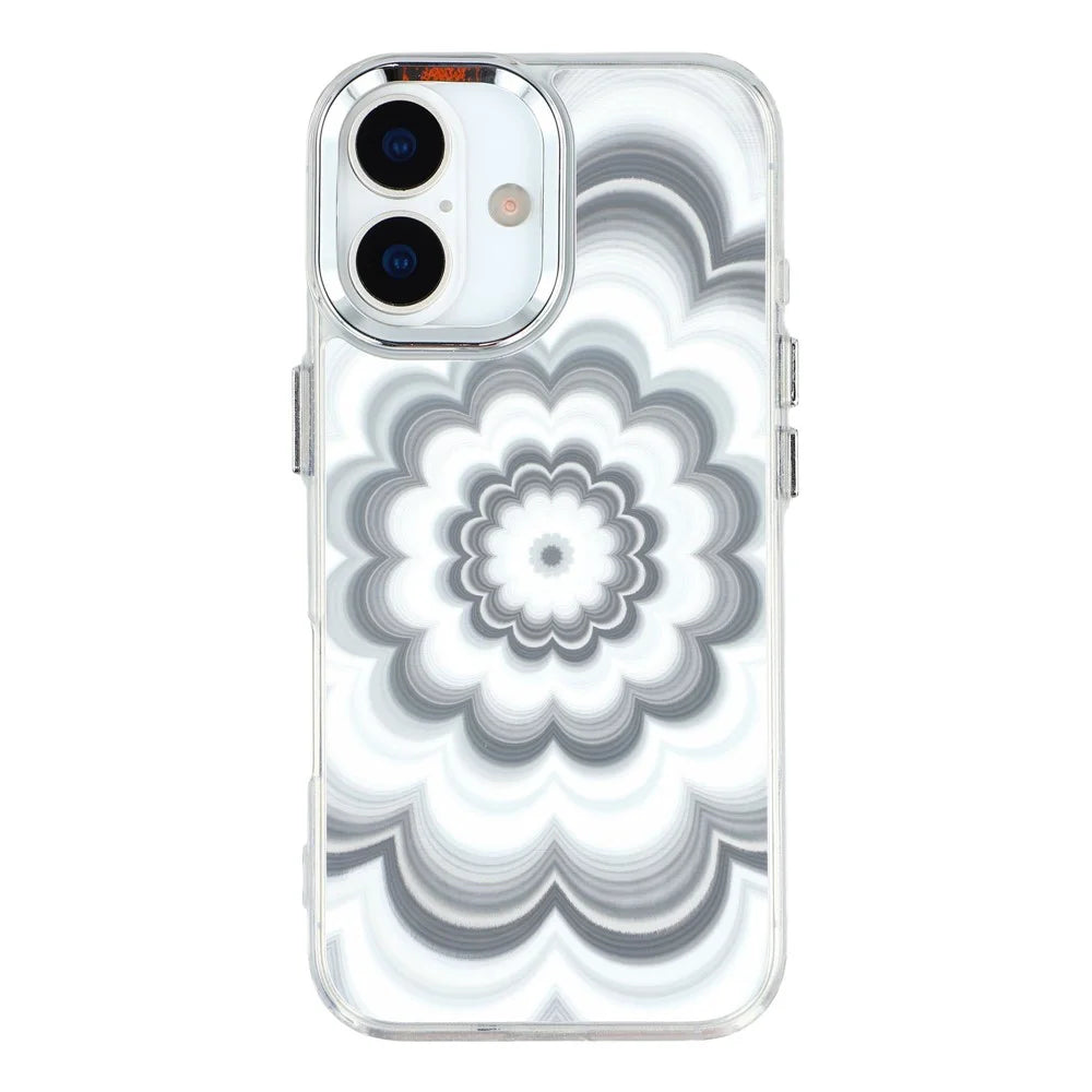 For iPhone 17 Case Striking Phantom Flower TPU Cover with Electroplating Lens Frame - 3
