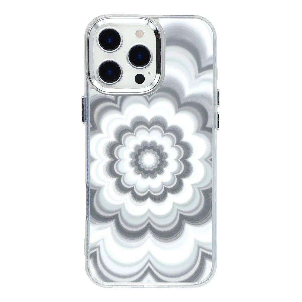 For iPhone 16 Pro Case Striking Phantom Flower TPU Cover with Electroplating Lens Frame - 3