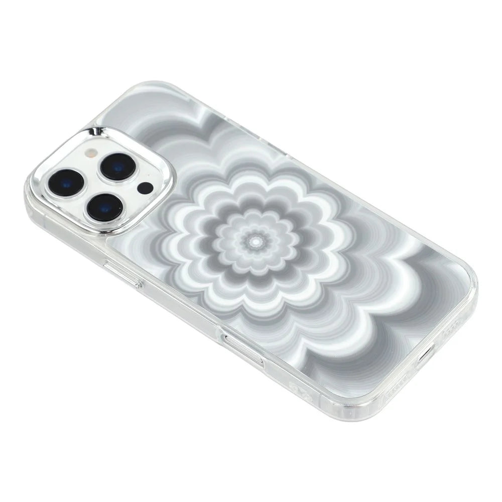For iPhone 16 Pro Case Striking Phantom Flower TPU Cover with Electroplating Lens Frame - 4