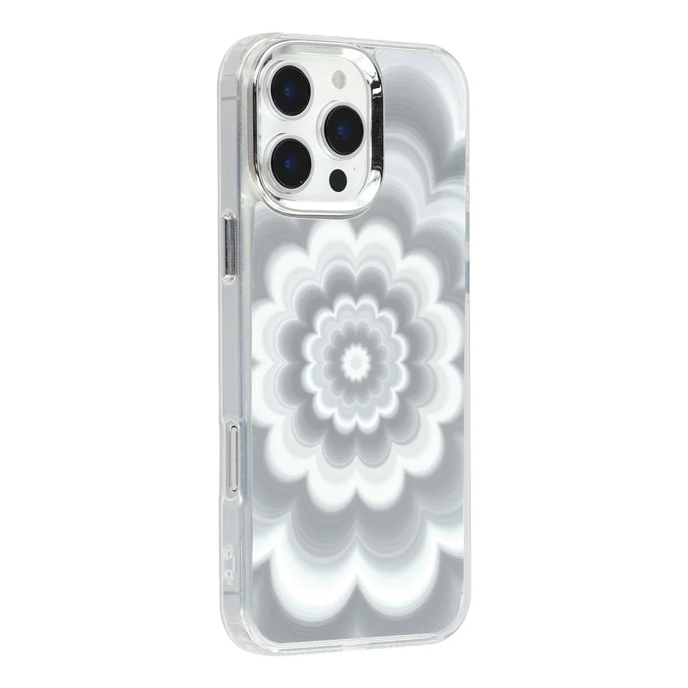 For iPhone 16 Pro Max Case Striking Phantom Flower TPU Cover with Electroplating Lens Frame - 1