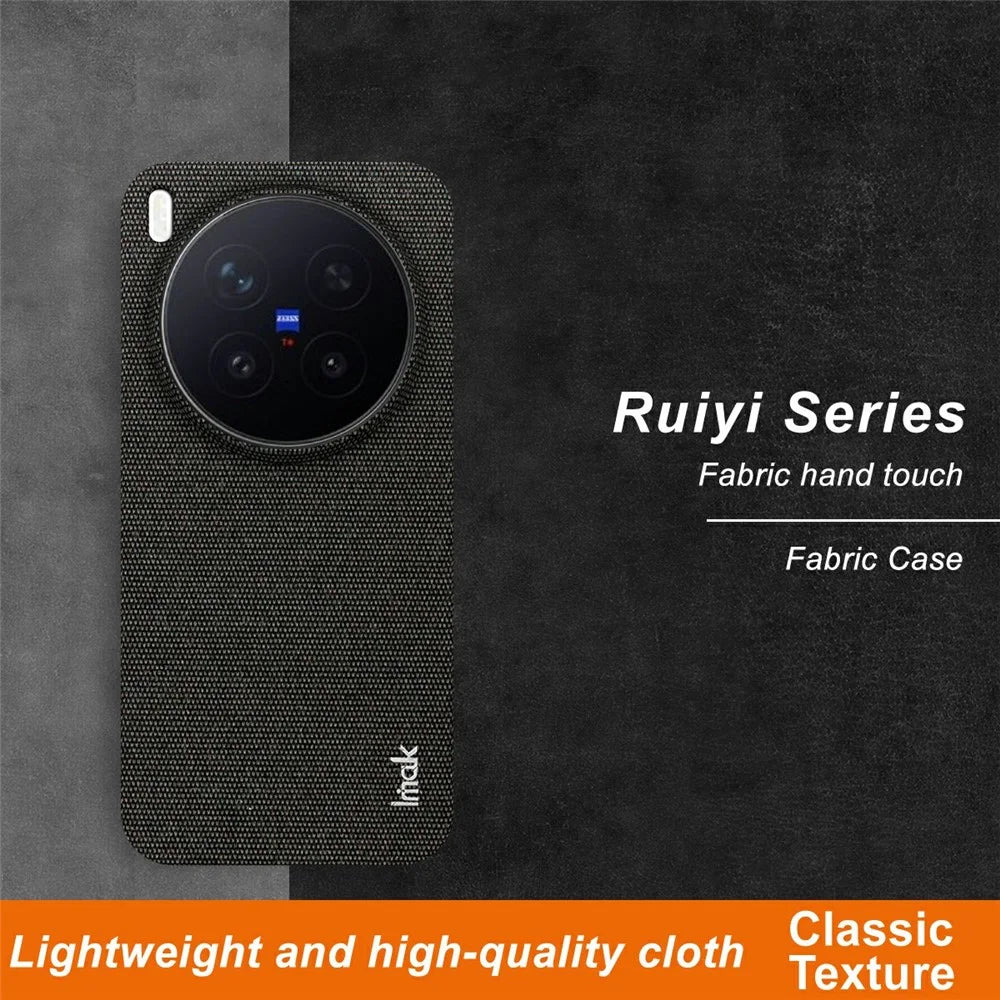 IMAK Ruiyi Series for vivo X300 Pro 5G Case Fabric Texture Leather + PC Phone Back Cover - Black - 3