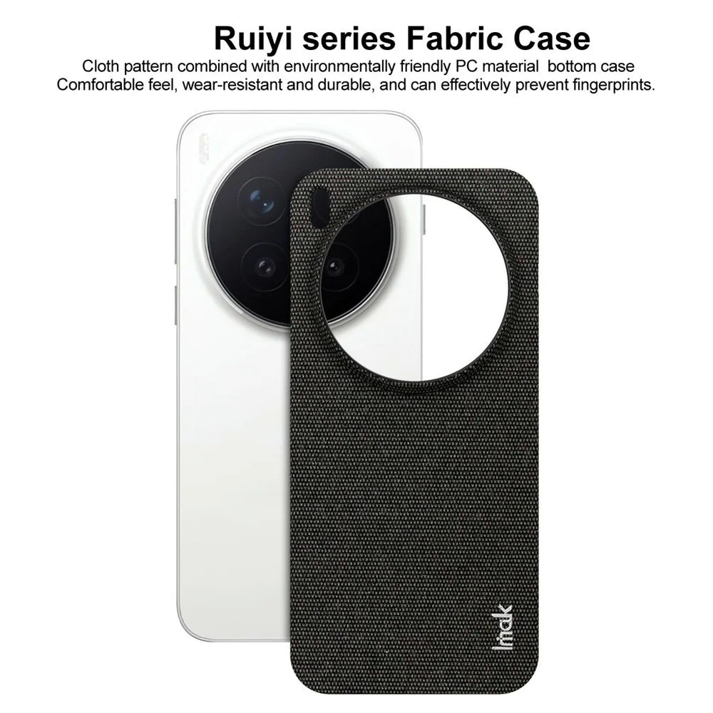 IMAK Ruiyi Series for vivo X300 Pro 5G Case Fabric Texture Leather + PC Phone Back Cover - Black - 4
