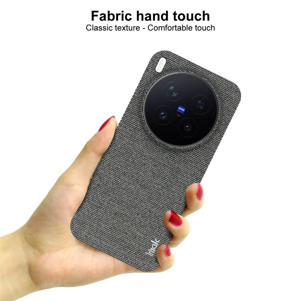 IMAK Ruiyi Series for vivo X300 Pro 5G Case Fabric Texture Leather + PC Phone Back Cover - Black - 5