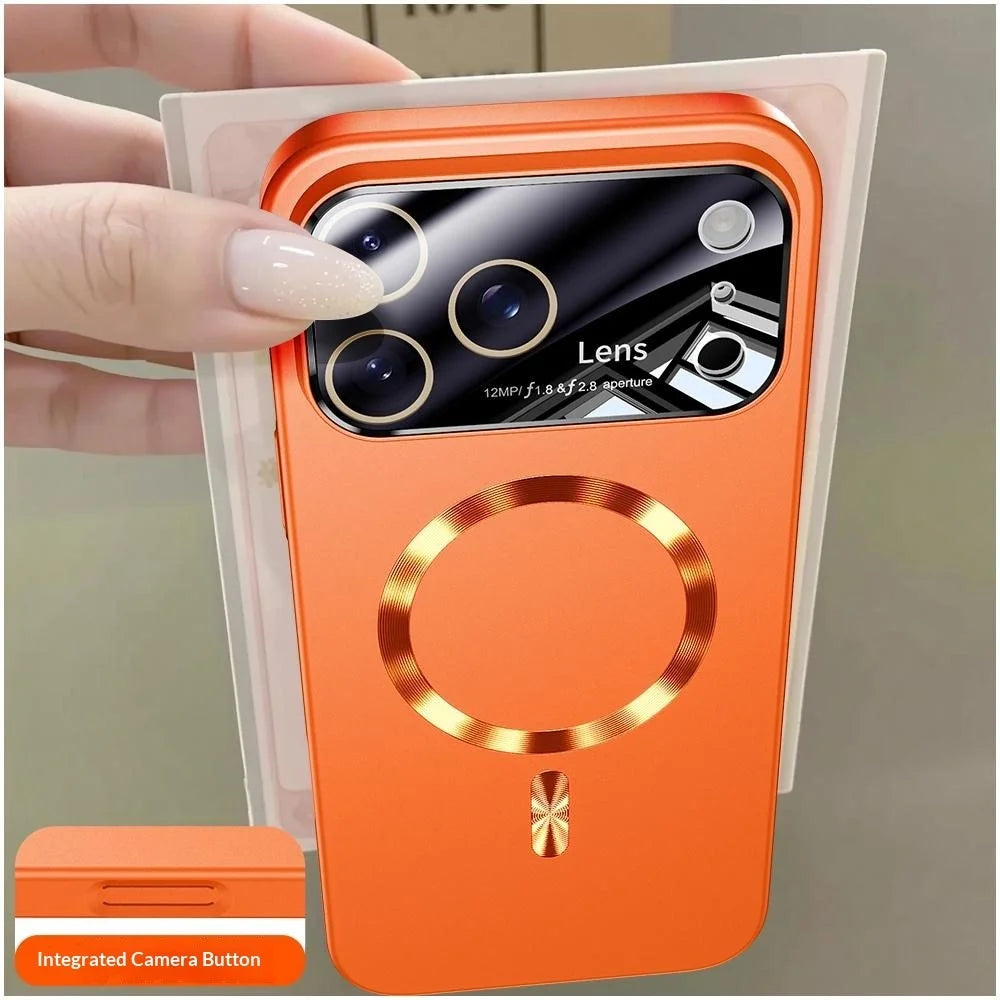For iPhone 17 Pro Case CD Ring Magnetic TPU Phone Cover with Full Lens Guard / Screen Film - Orange - 6