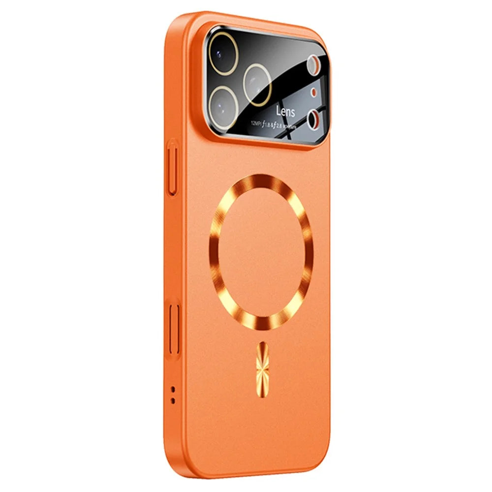For iPhone 17 Pro Max Case CD Ring Magnetic TPU Phone Cover with Full Lens Guard / Screen Film - Orange - 2