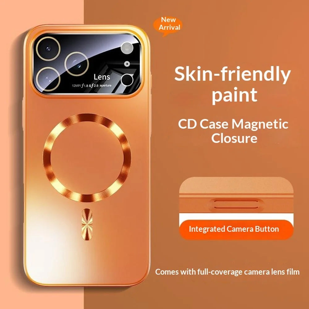 For iPhone 17 Pro Max Case CD Ring Magnetic TPU Phone Cover with Full Lens Guard / Screen Film - Orange - 4