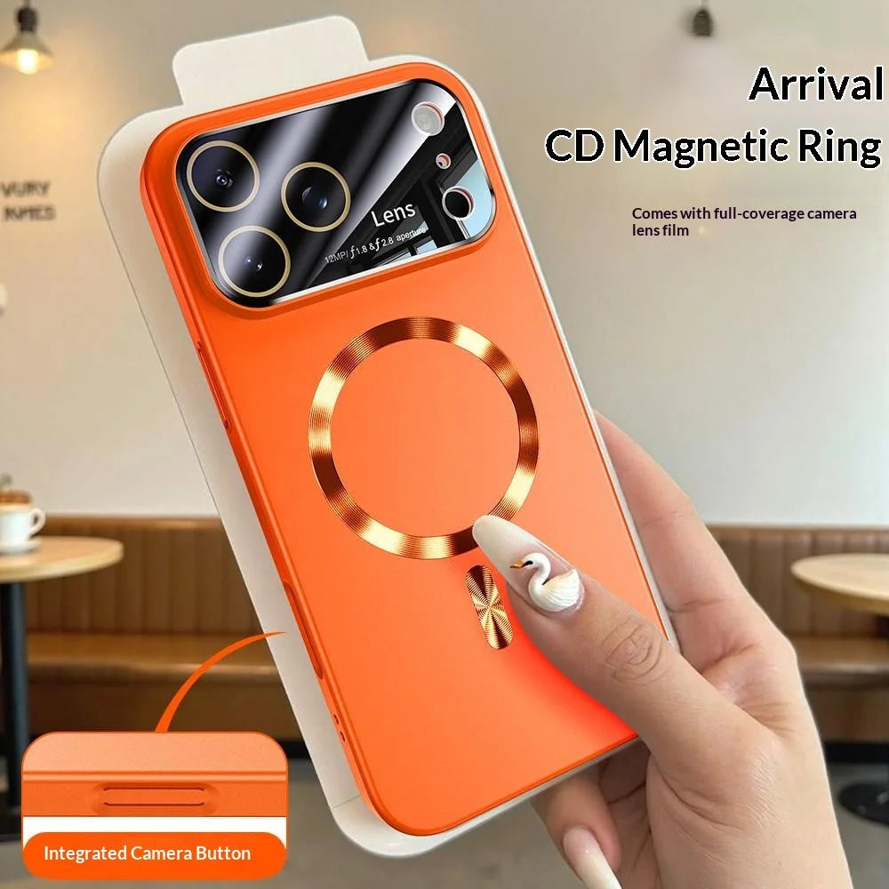 For iPhone 17 Pro Max Case CD Ring Magnetic TPU Phone Cover with Full Lens Guard / Screen Film - Orange - 5