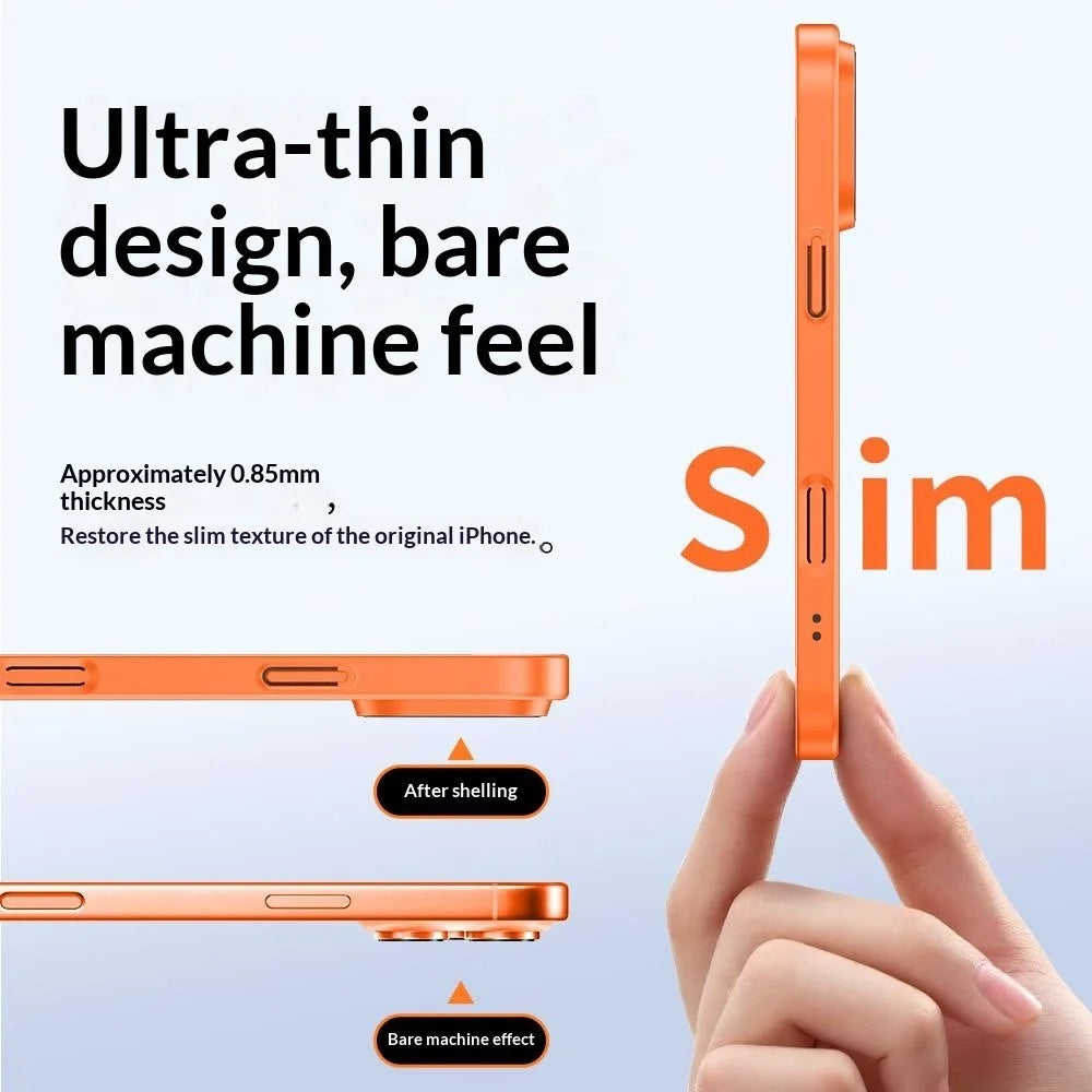 For iPhone 17 Pro Max Case CD Ring Magnetic TPU Phone Cover with Full Lens Guard / Screen Film - Orange - 7