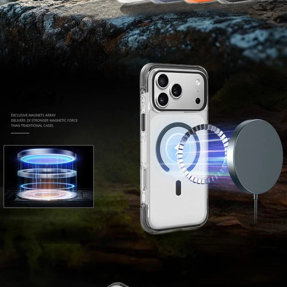 X-LEVEL For iPhone 17 Pro Max Case Compatible with MagSafe PC TPU Anti-drop Airbag Phone Cover - White - 2