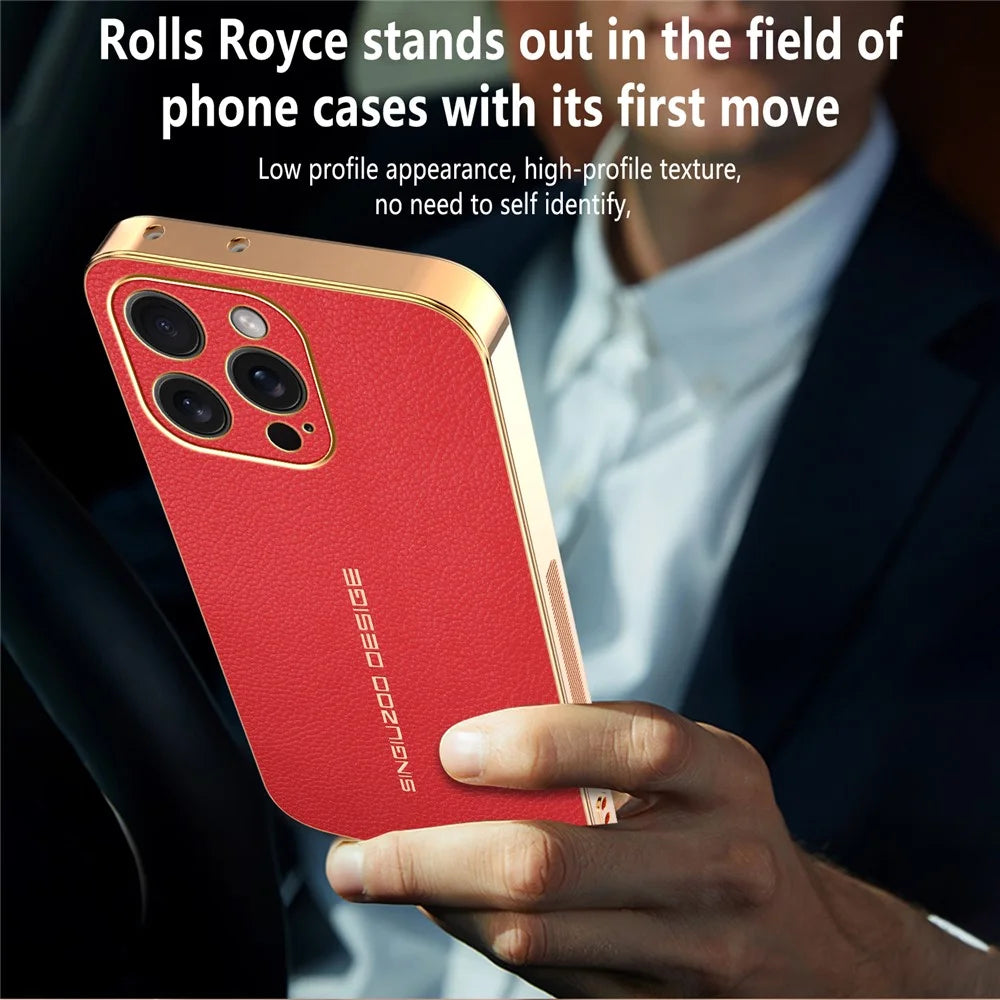 For iPhone 15 Pro Case Anti Scratch Litchi Texture TPU Leather PU Phone Back Cover - Red - 6