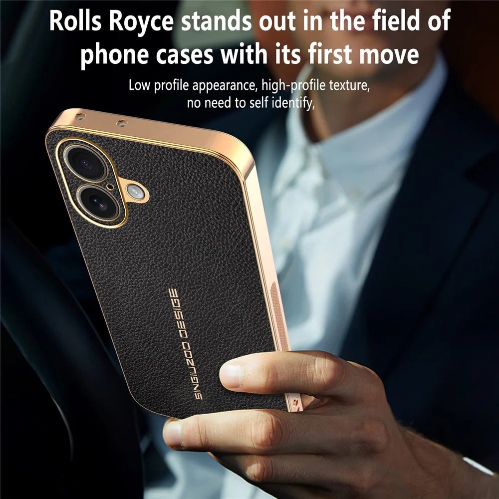For iPhone 17 Case Anti Scratch Litchi Texture TPU Leather PU Phone Back Cover - Black - 5