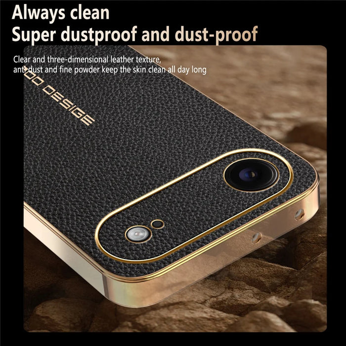 For iPhone Air Case Anti Scratch Litchi Texture TPU Leather PU Phone Back Cover - Black - 2