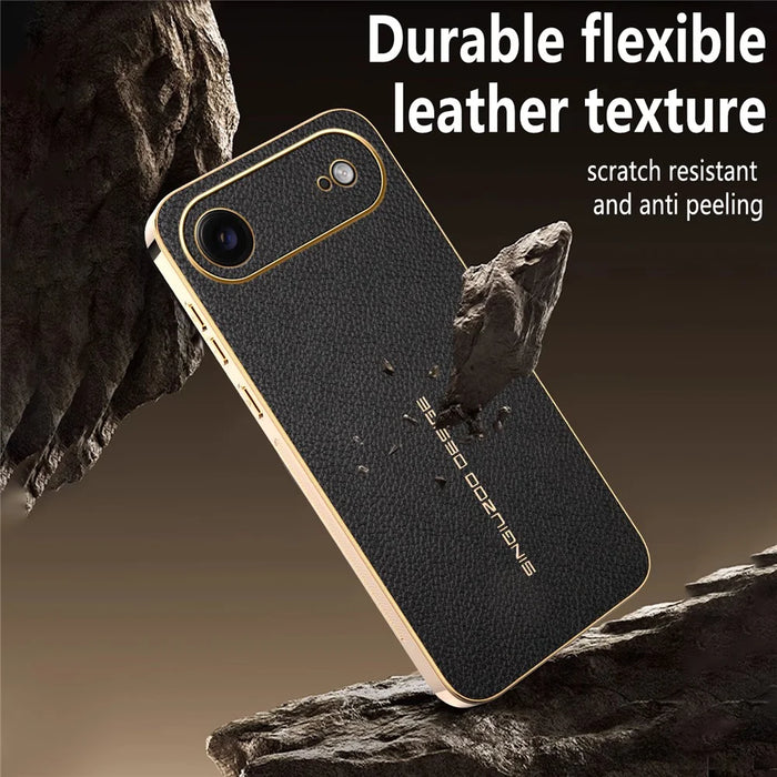 For iPhone Air Case Anti Scratch Litchi Texture TPU Leather PU Phone Back Cover - Black - 4