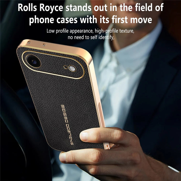 For iPhone Air Case Anti Scratch Litchi Texture TPU Leather PU Phone Back Cover - Black - 6
