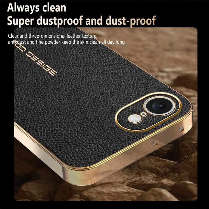 For iPhone 17e / 16e Case Anti Scratch Litchi Texture TPU Leather PU Phone Back Cover - Black - 2
