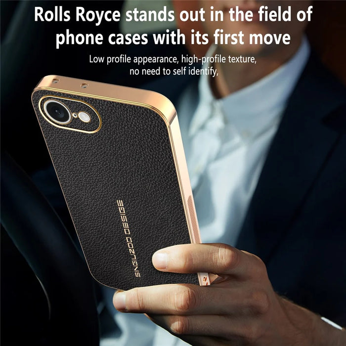 For iPhone 17e / 16e Case Anti Scratch Litchi Texture TPU Leather PU Phone Back Cover - Black - 6