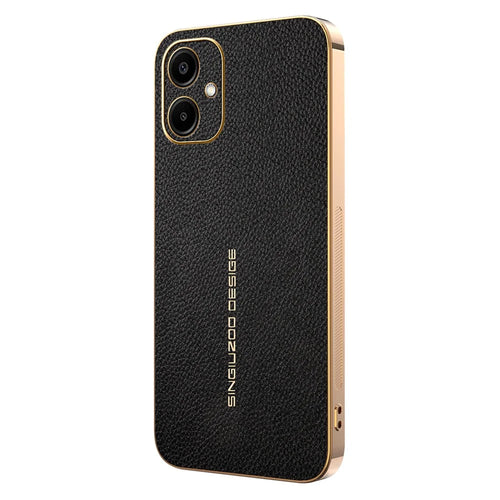 Phone Case For Samsung Galaxy A06 4G  /  A06 5G Anti Scratch Litchi Texture TPU Leather PU Phone Back Cover - Black - 1